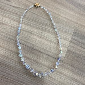 Vintage aura quartz necklace with floral detail clasp